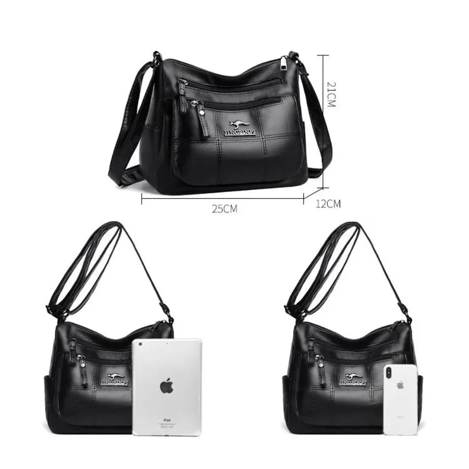 Genuine Soft Pu Leather Handbags for Women Vintage Shoulder Tote Bag Luxury Designer Ladies Large Capacity Purse Bags Sac A Main