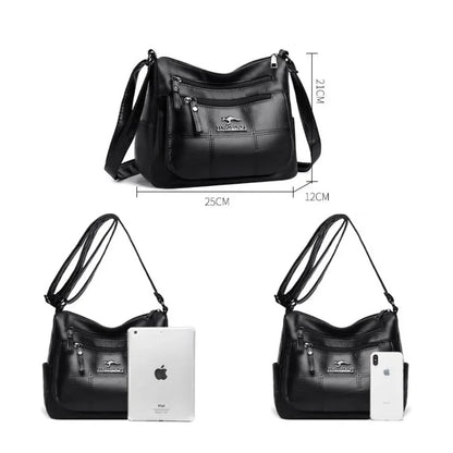 Genuine Soft Pu Leather Handbags for Women Vintage Shoulder Tote Bag Luxury Designer Ladies Large Capacity Purse Bags Sac A Main