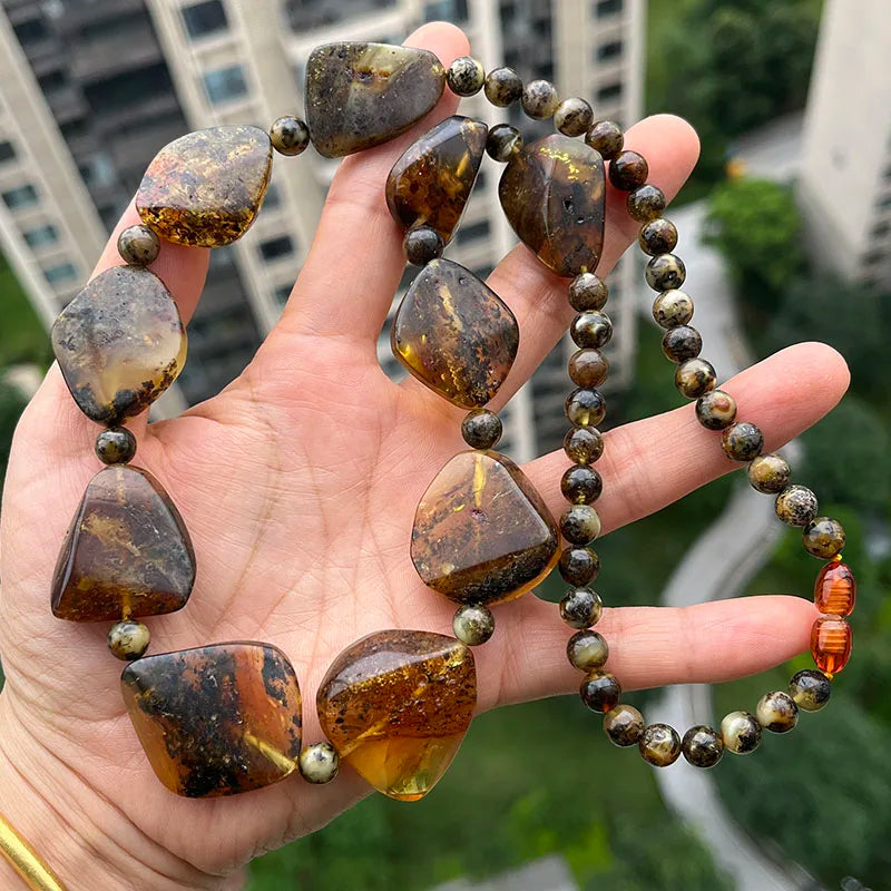 Big New Natural Amber Necklace for Gift European Baltic Original Beads Gogerous 100% Original Real Jewelry Supplier Wholesale