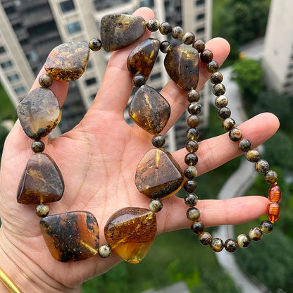 Big New Natural Amber Necklace for Gift European Baltic Original Beads Gogerous 100% Original Real Jewelry Supplier Wholesale