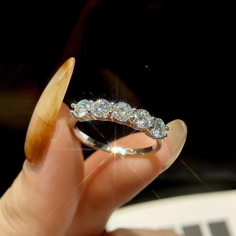 Moissanite Ring 100% Pass Diamond Tester Pen Matching Wedding Diamond Band for Women 925 Sterling Silver Female Single Tail Ring