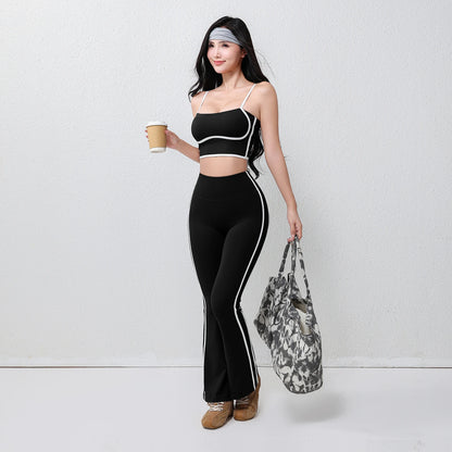 Women's Plus Size Fitness Flare Yoga Pants Four-Way Stretch Breathable Full Length Elastic Waist Hip Lifting Yoga Trousers
