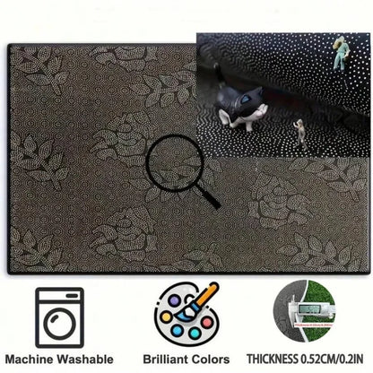 VIKAMA Motorcycle Garage Floor Mat, Warning Stripe Oil-Resistant Workshop Rug, Personalized Biker Decor Carpet