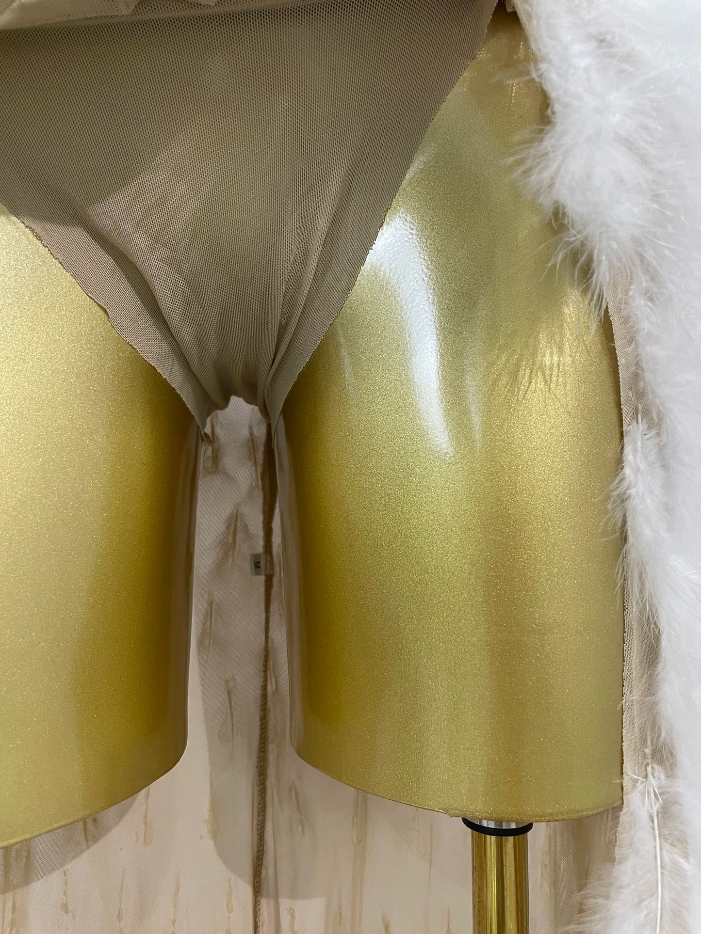 Sparkly Rhinestones Feathers Long Tail Bodysuits Sexy Mesh Transparent Stage Dress Evening Party Celebrate Luxury Birthday Dress