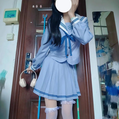 Student Sailor Outfit Women's High School Uniform Japanese Girl Sailor Suits Long Sleeves Korean Jk Uniforms Dress Set Seifuku