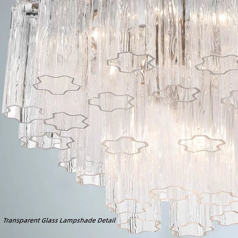 Round Murano Glass Ceiling Chandelier For Dining Living Room Bedroom Foyer Amber Glass Crystal Tube Hanging Chandelier Lights