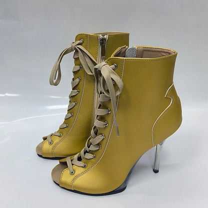 Pink 12cm high-heeled shoes,Twisted buttocks dance modeling performances 5 inch transparent soles sexy Fetish short Ankle Boots