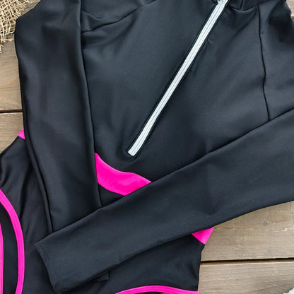 2026 Surfing Sport Swimsuit Long Sleeves Women One Piece Swimsuit  Swimwear Solid Monokini Bathing Suit Tropical Bodysuit Female