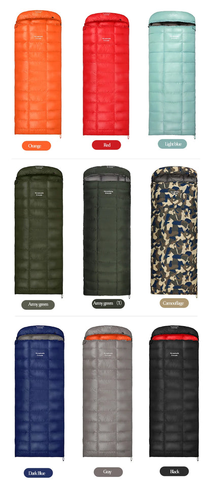 Envelope-style Down Sleeping Bag Ultra-light Goose Down Waterproof Plus Size Winter Warm Travel Hiking Camping Sleeping Bag