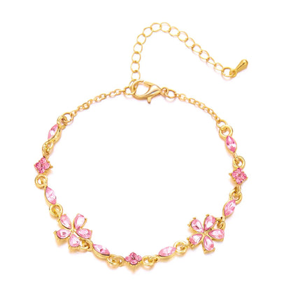 Elegant Crystal Flowers Bracelets For Women Girls Y2K Sweet Sparkling Zircon Floral Plant Chain Bracelet Luxury Wedding Jewelry