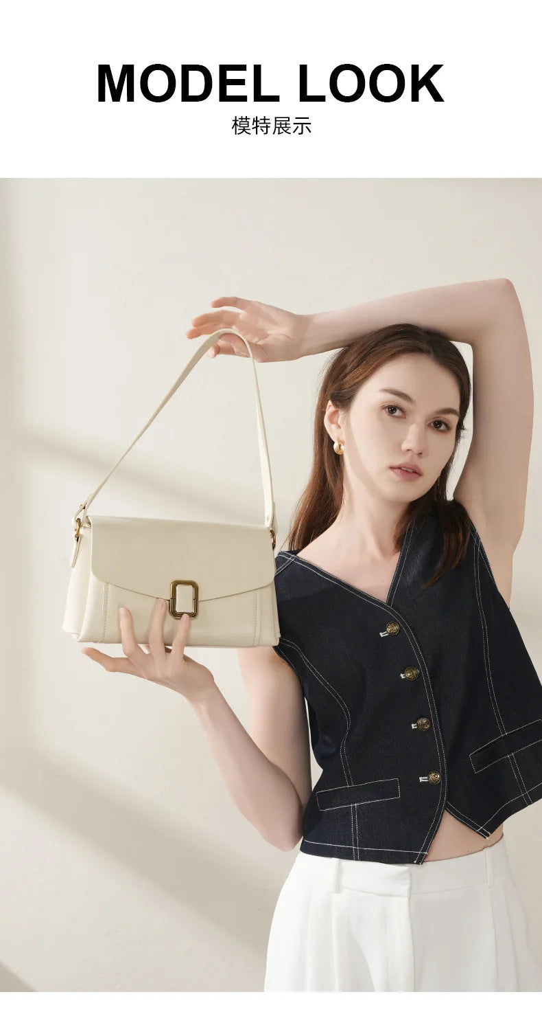 Women's Genuine Grade Cow  Leather Shoulder Crossbody Purse Bag Luxury Designer Ladies Underarm Bag Female Small Square Bag New