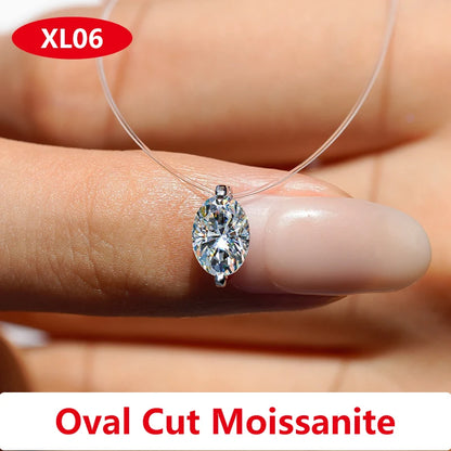 Moissanite Transparent Fishing Line for Women Mermaid Tears Necklace Creative Women's Moissanite Diamond Clavicle Chain