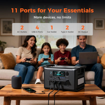 CTOLITY AP200 AP1000 Black style 200W/1800W Portable Power Station 192Wh/1024Wh 60000mAh/320000mAh LiFePO4 Battery Solar Generator UPS Function Emergency Power Supply for Camping Outdoor