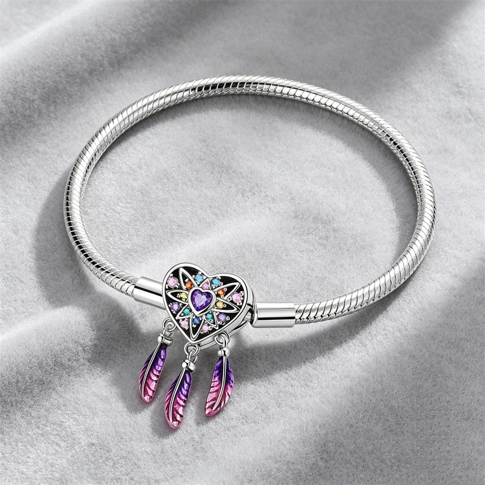 2026 Hot Selling 925 Silver Heart Shaped Buckle Snake Chain Sparkling Zircon Original Bracelet Women Fashionable Luxury Jewelry