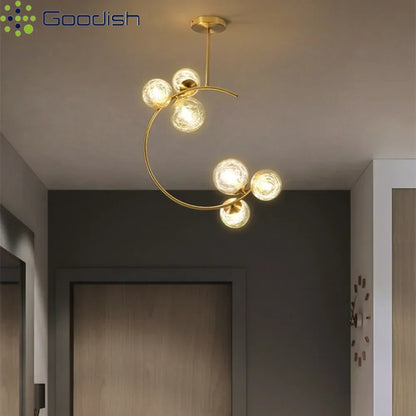 Medieval Bauhaus Gold Glass Ball Bubble Hanging LED Pendant Lights Creative Forged Lamps for Bedroom Home Decoration Chandelier