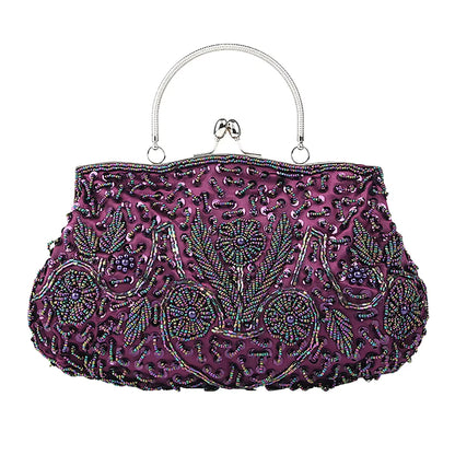Women's Retro Small Totes Evening Bags Beaded Embroidered Ladies Clutch Purse Shoulder Chain Wedding Party Handbags Bags Purses