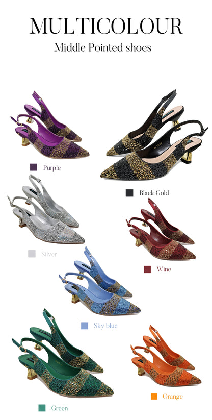 2026 Nigerian Women Heel Ladies Italian Luxury Design Green Shoes And Bag Set Decorated with Rhinestone Handbag Wedding Party