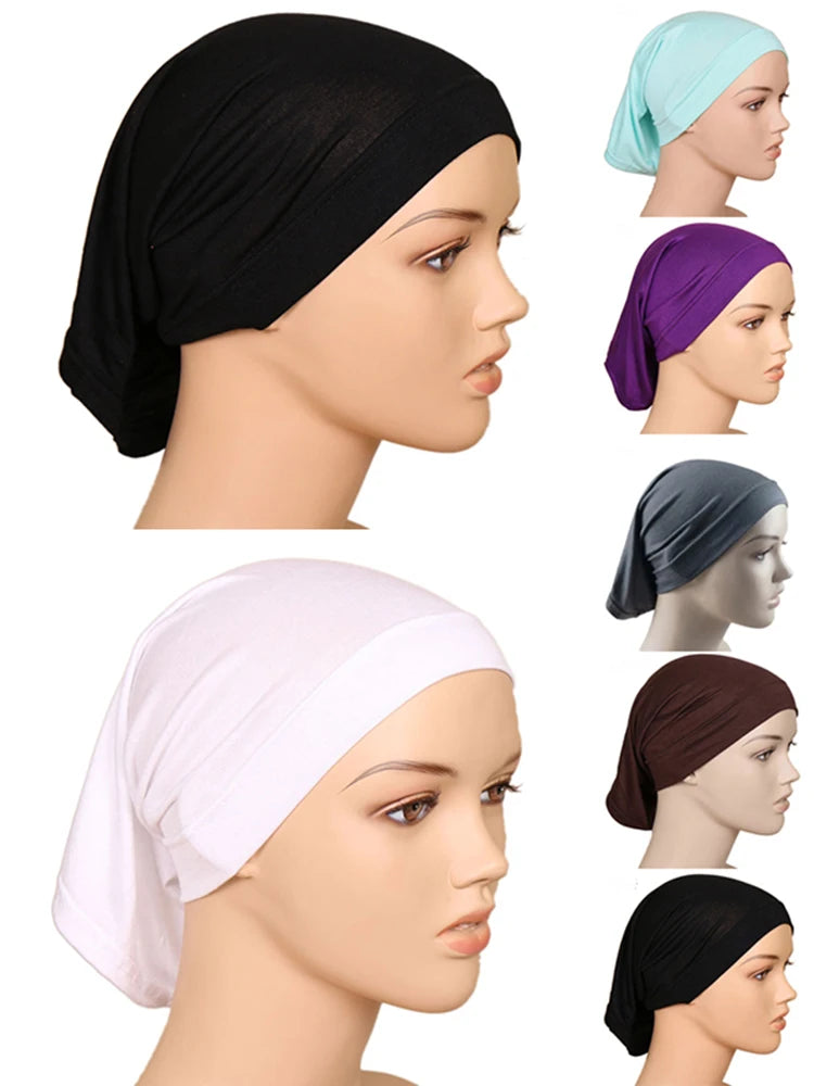 Muslim Underscarf Turban Hijab Ninja Inner Hat Women Chemo Cap Hair Loss Cover Bonnet Instant Bonnet Femme Musulman Headband