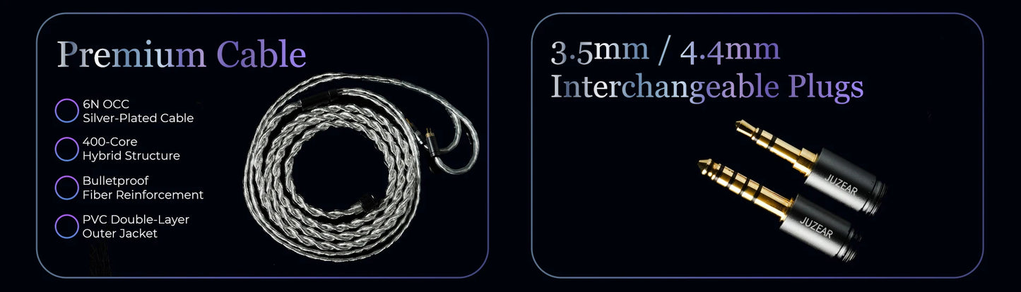 Juzear x KOTO POISE Nebula HiFi IEMs Vocal 1DD+3BA+1 Planar Hybrid In-Ear Monitor Earphones with 3.5+4.4mm Plugs Cable