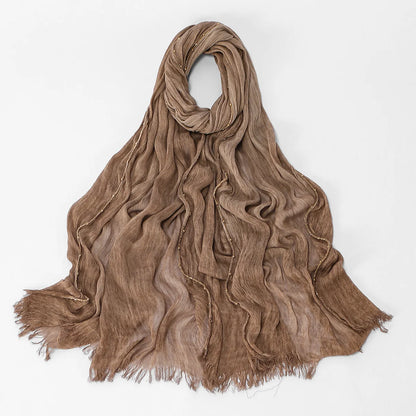 Fashion Crinkle Cotton Royan Hijab Scarf for Muslim Women Islamic Long Soft Shawls Wraps Short Tassel Bufanda Accessories