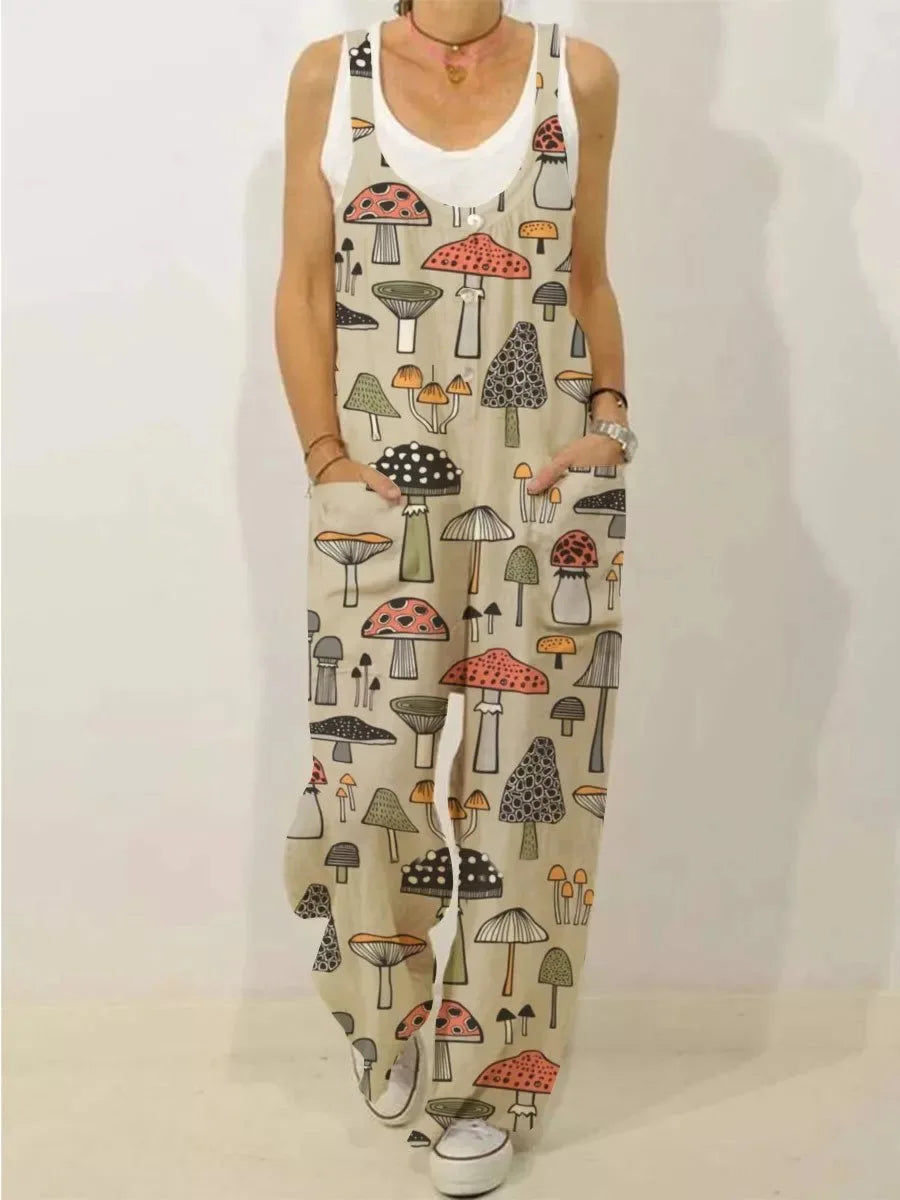 Women's Sleeveless Jumpsuit 2022 Summer Boho Floral Wide Leg Long Pants Rompers Ladies Strap Plus Size Casual Loose Bib Trousers