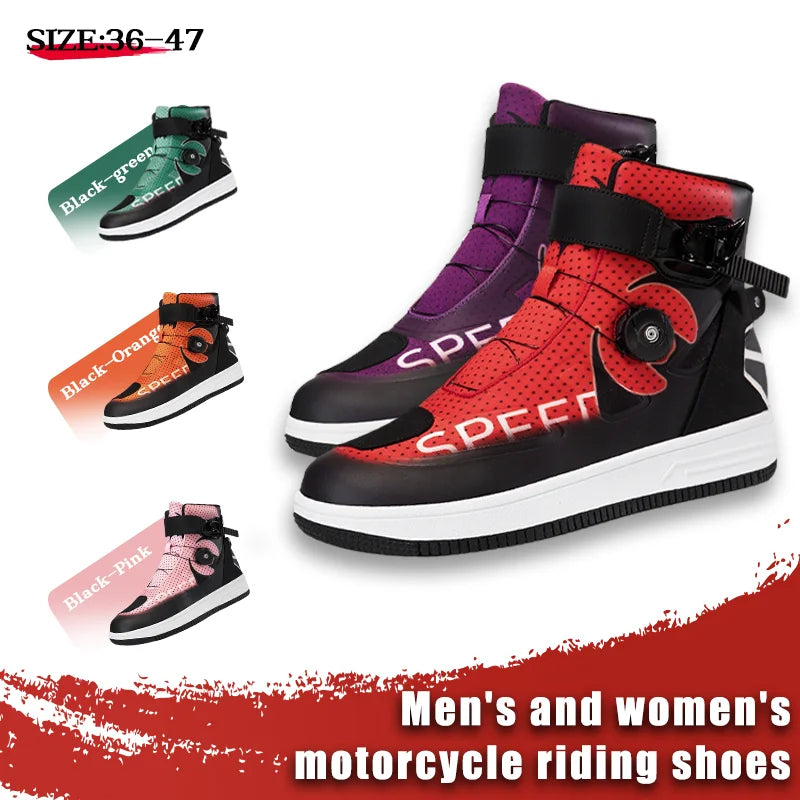 Man Studded Boots Waterproof Motorcycle Shoes Wear-Resistant Motocross Boots Anti-Fall Motorcycle Equipment Motorcycle Boots