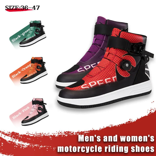 Man Studded Boots Waterproof Motorcycle Shoes Wear-Resistant Motocross Boots Anti-Fall Motorcycle Equipment Motorcycle Boots