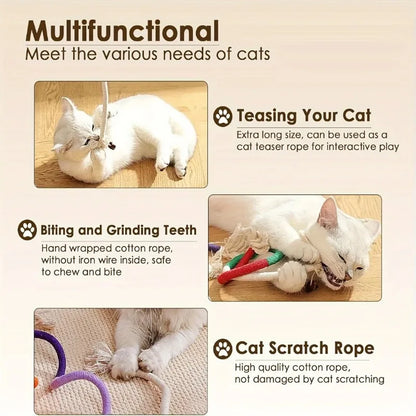Cotton Cat Chew Toy for Teeth Cleaning Catnip Rope Toys for Indoor Cats Nibbling Exercise Interactive Cat Nip Teething Toys