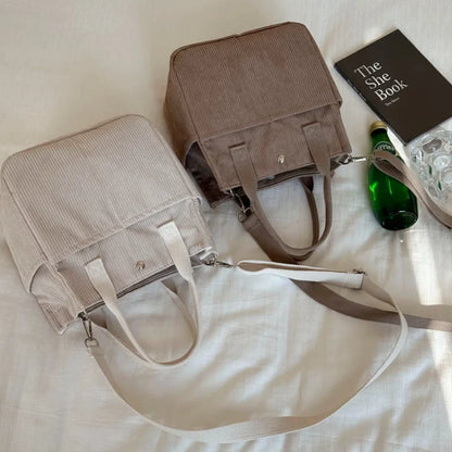 Large Capacity Corduroy Tote Bags for Work Commuting Carrying Bag College Style Student Outfit Book Shoulder Bag Shopping Bag