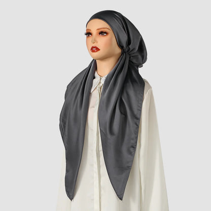 New Muslim Satin Silk Instant Hijabs Scarf Printed Turban Thick Hijab Cap Night Cap Women Ramadan Elastic Satin Hair Bonnet Eid