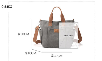 High Capacity Top-Handle Bag For Women Shoulder CrossBody Bag Vintage Canvas Ladies Tote Messenger Bag Female Travel Handbag