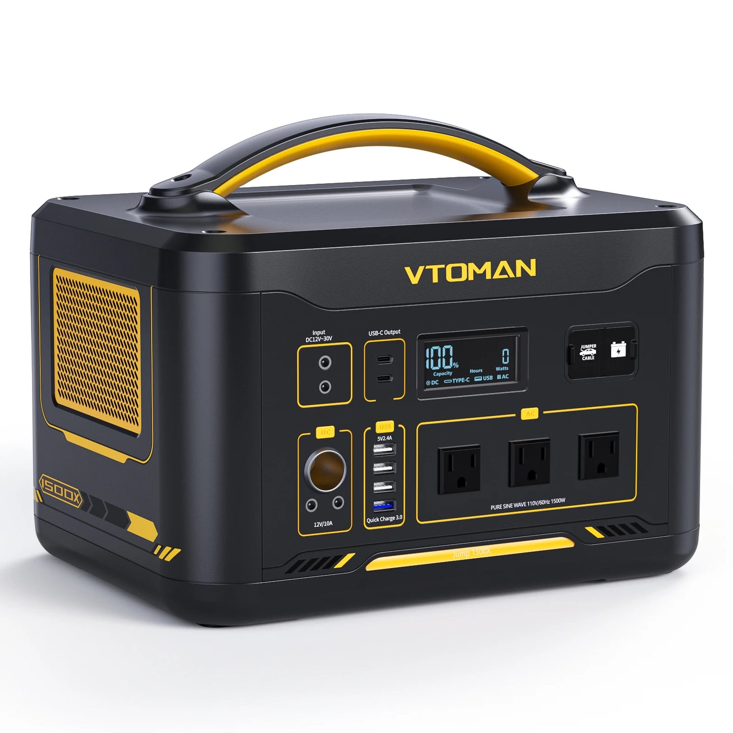 VTOMAN JUMP 1500X Portable Power Station Camping LiFePO4 Battery 828Wh 1500W AC Outlets Solar Generator For Home RV Outdoor
