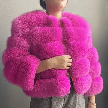 Women's Fur Coat Fox Fur Jackets for Women Clothing Natural Real Fox Fur Jacket Coats for Women Fur Jacket in Promotion