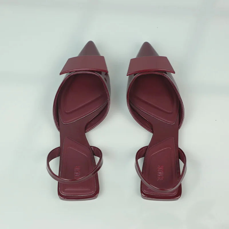 Women's Sandals Luxury Patent Leather Summer Flat Sandals Elegant Pointed Office Designer Shoes for Women New Square Dress Shoes