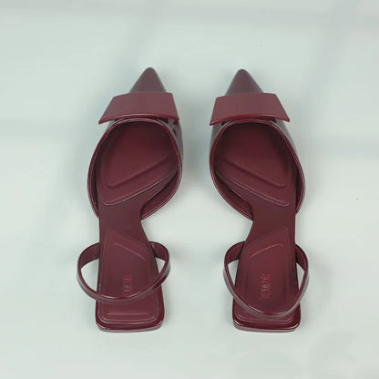 Women's Sandals Luxury Patent Leather Summer Flat Sandals Elegant Pointed Office Designer Shoes for Women New Square Dress Shoes