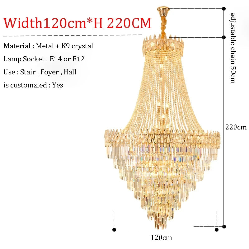 Nordic Modern Crystal Chandelier Wedding Hall Villa Hotel Hall Living Room Home Decoration Ceiling Light Luxurious Pendent Lamp