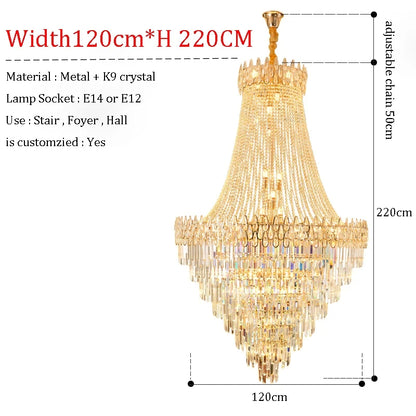 Nordic Modern Crystal Chandelier Wedding Hall Villa Hotel Hall Living Room Home Decoration Ceiling Light Luxurious Pendent Lamp