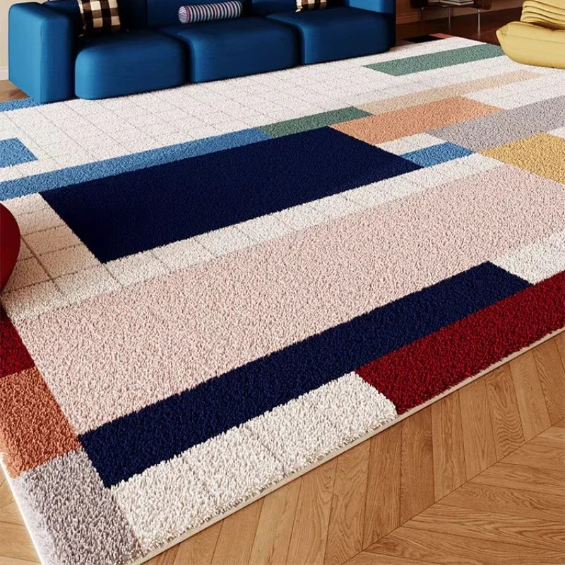 Retro Style Rugs for Bedroom Large Area Living Room Decoration Anti-slip Carpet Thick Plush Floor Mat Fluffy Soft Cloakroom Rug