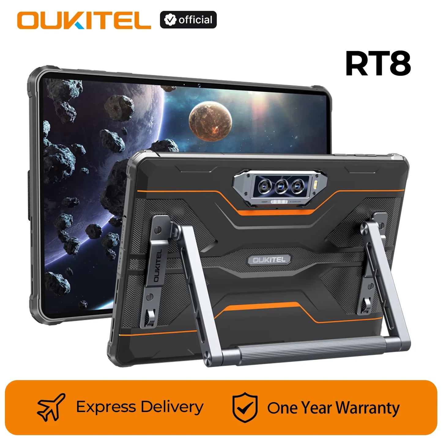 Oukitel RT8 Rugged Tablet 20000mAh 33W, 11" FHD+ Display 6GB+256GB Helio G99 48MP Camera, NFC Tablets PC with Stand, Android 15
