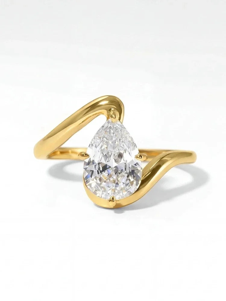 925 Sterling Silver Simple Fashion Water Drop Zircon Ring For Women Engagement Wedding Luxury High Quality Fine Jewelry