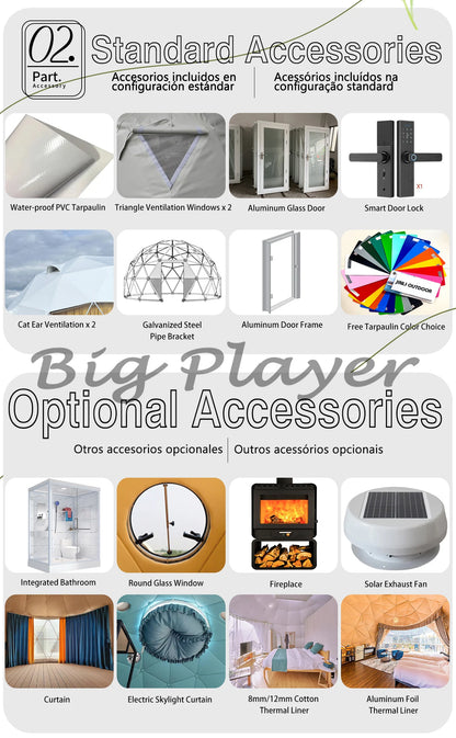 4 Season Glamping Dome Tent, Luxury Accommodation Living Dome Hotel Tent with PVC & Canvas, Factory Direct Cheap Price