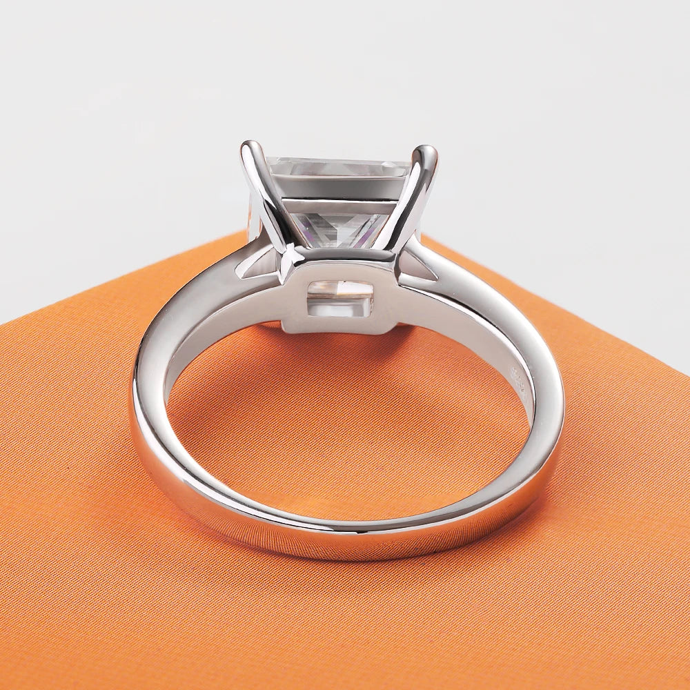 FEOBUR 1/2/3/4CT Princess Cut Moissanite Diamond Ring for Women Certified 100% 925 Sterling Silver Engagement Wedding Band GRA