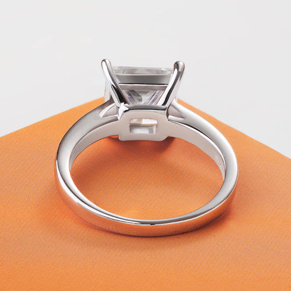 FEOBUR 1/2/3/4CT Princess Cut Moissanite Diamond Ring for Women Certified 100% 925 Sterling Silver Engagement Wedding Band GRA