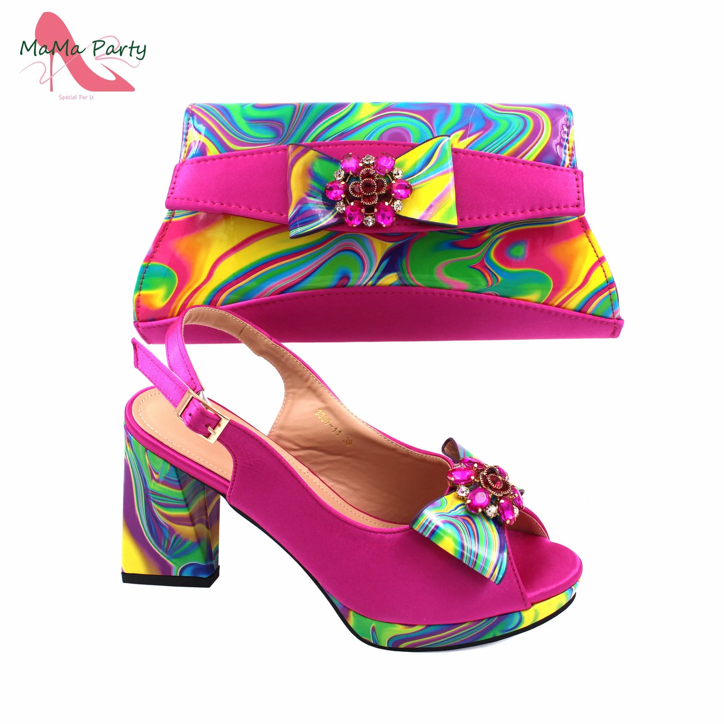 2024 New Design Italian Women Shoes and Bag to Match in Super High Heels in Yellow African Ladies Sandals for Wedding Party