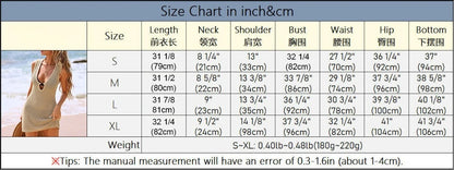 Beach Dress with Ripple Cut-Out, Deep V Knitted Cover-Up, Bikini Cover-Up Dress for Wearing Over Swimwear