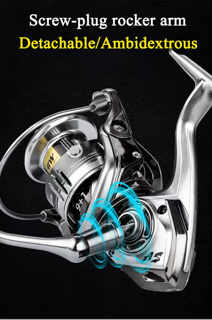 Spinning Fishing Reel 2000/3000/4000/5000/6000 High Drags Saltwater Stainless Metal Coils Series Left/Right Hand Spinning Wheel