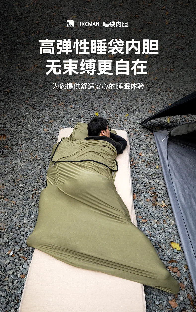HIKEMAN Ultralight Portable Camping Sleeping Bag Liner Elastic Envelope Style for Adults Outdoor Hiking Washable Hotel Use