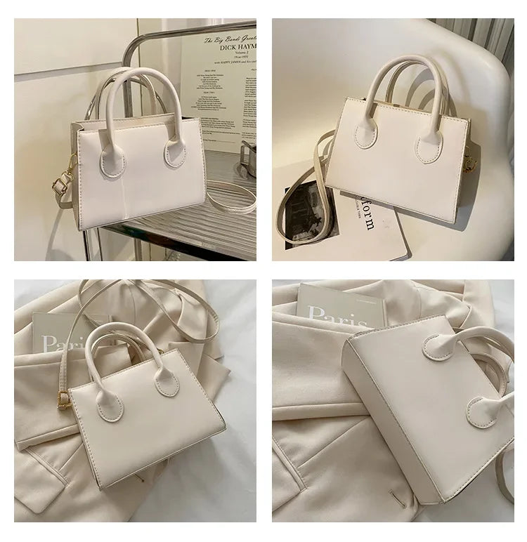 Minimalist Black Small Square Bag All-Match Top Handle Purse Classic Shoulder Bag for Work Women Handbags Crossbody Bags Purse