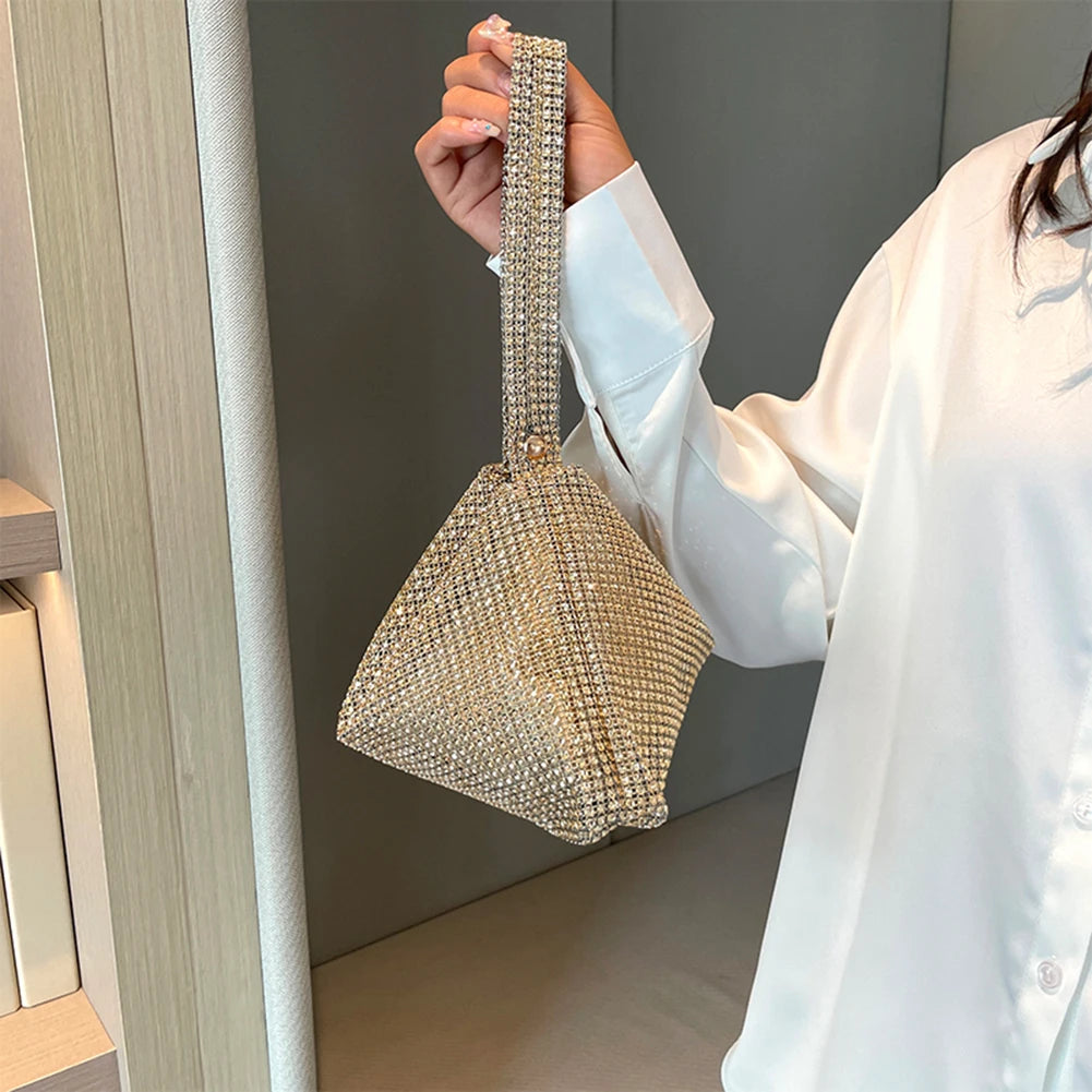 NEW Evening Clutch Bag for Women Glitter Elegant Top Handle Bags Ladies Party Wedding Bag Shiny Rhinestone Handbag Purses New