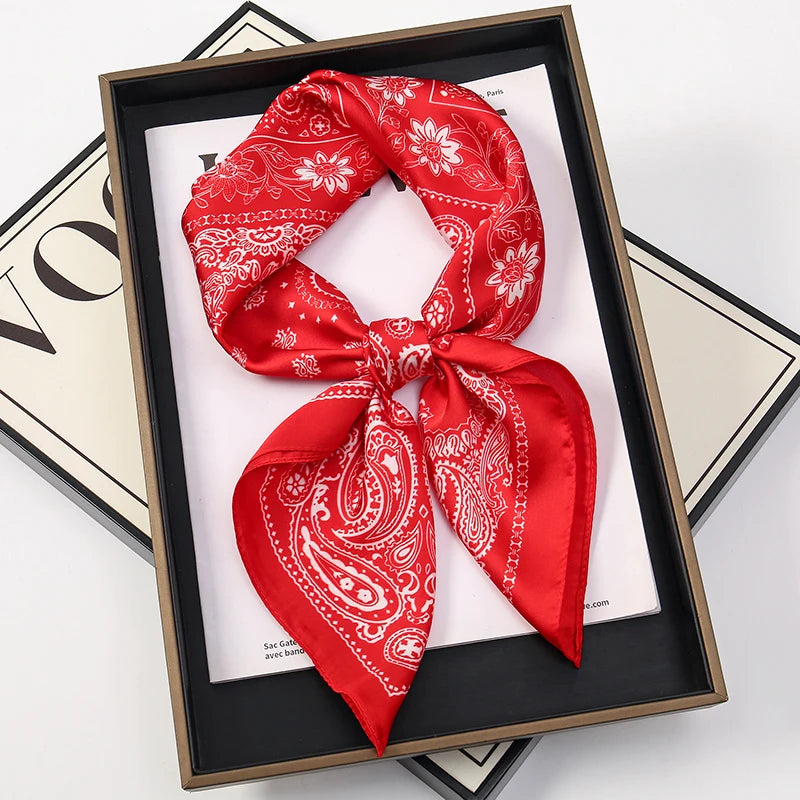 70Cm Square Paisley Printed Women Scarf Silk Satin Scarves Shawl Designer Headband Hijab Bandana Wrap Bufanda